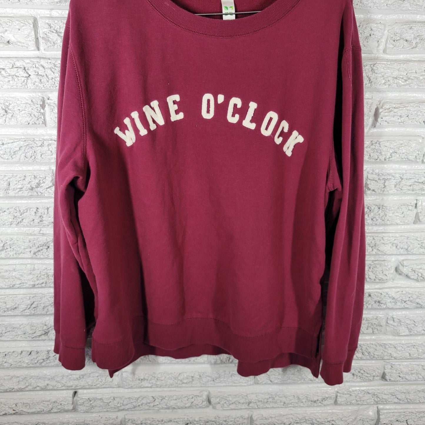 Wine OClock Womens Sweatshirt XXL Burgundy Long Sleeve Cotton Blend Activewear