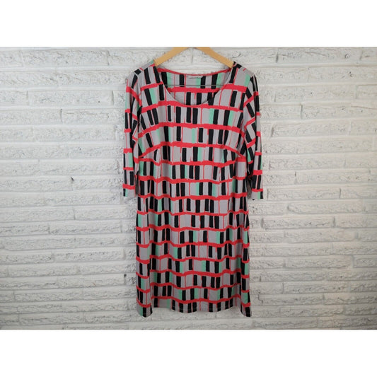 Triste Womens Dress 1X Plus Shirt Mini Pullover Lined 3/4 Sleeve Geometric