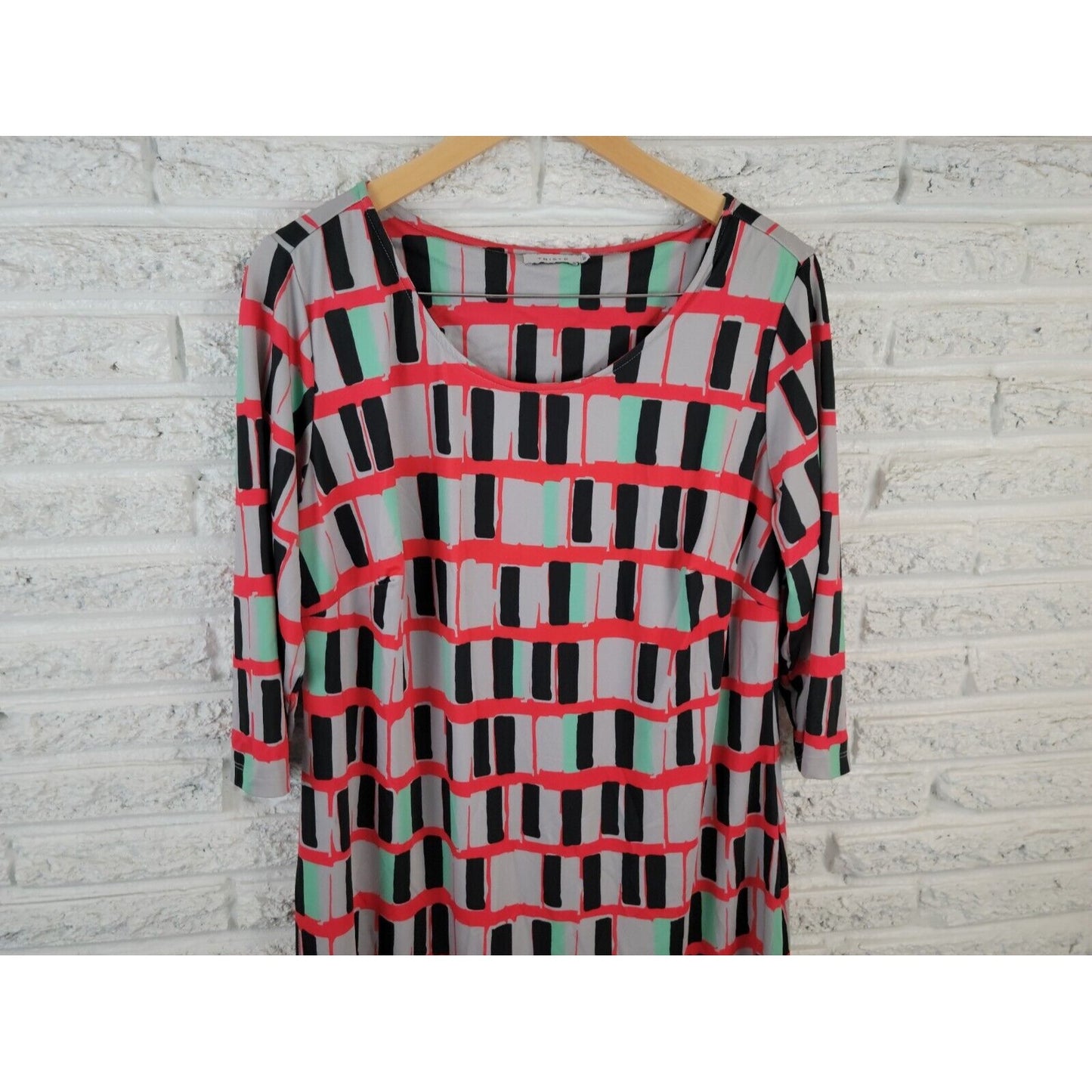 Triste Womens Dress 1X Plus Shirt Mini Pullover Lined 3/4 Sleeve Geometric