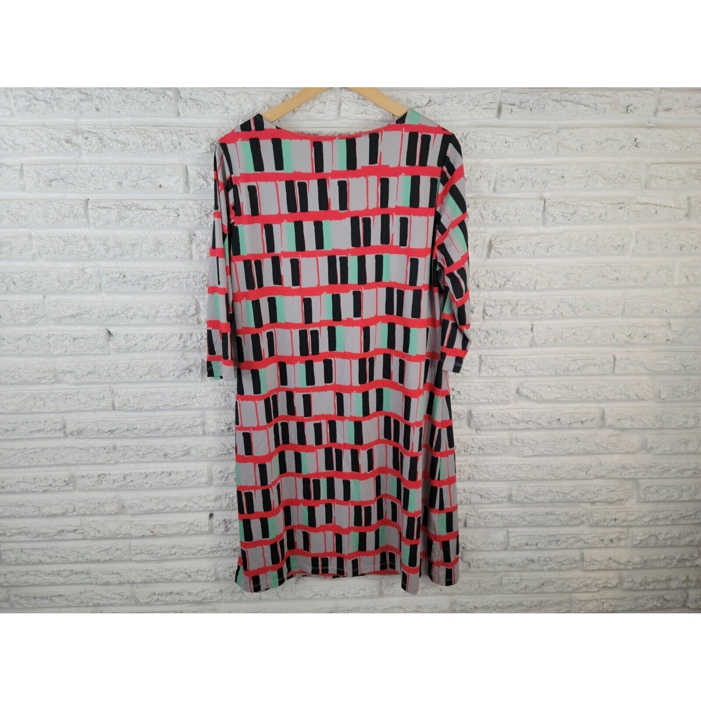 Triste Womens Dress 1X Plus Shirt Mini Pullover Lined 3/4 Sleeve Geometric