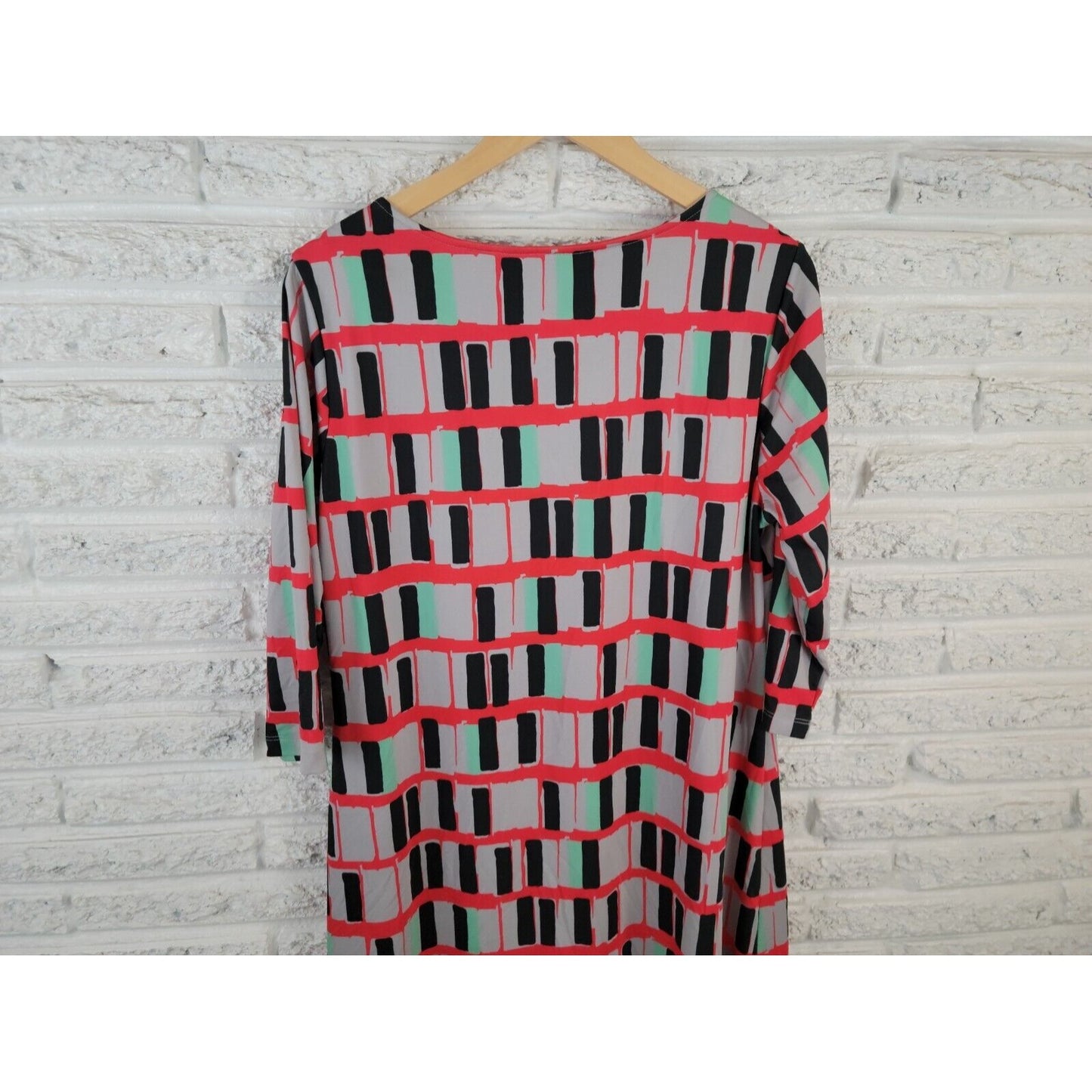 Triste Womens Dress 1X Plus Shirt Mini Pullover Lined 3/4 Sleeve Geometric