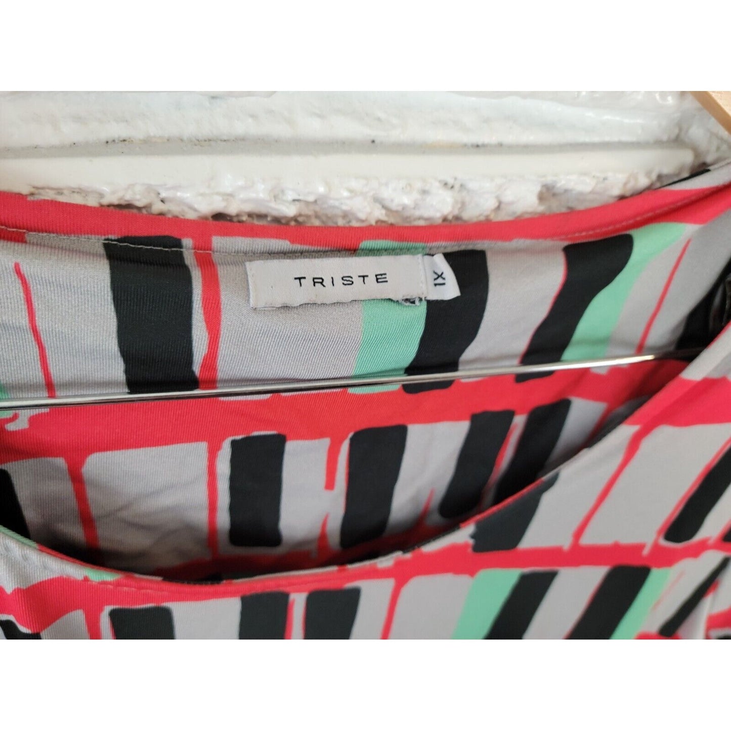 Triste Womens Dress 1X Plus Shirt Mini Pullover Lined 3/4 Sleeve Geometric