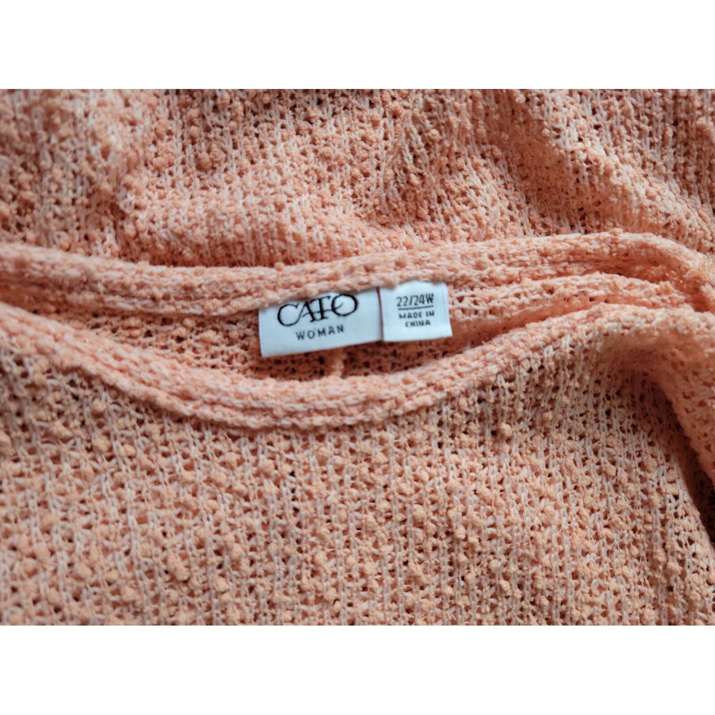 Cato Womens Sweater 22W 24W Plus Short Sleeve Open Knit Orange Asymmetric