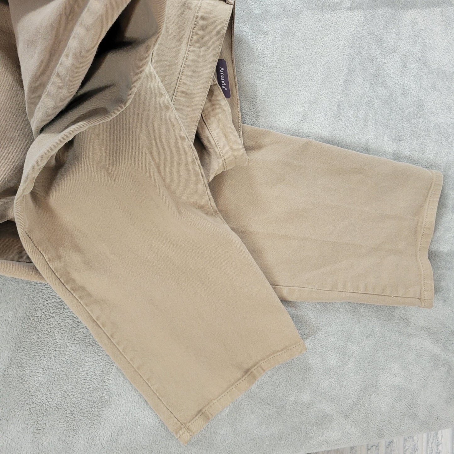 Gloria Vanderbilt Amanda Womens Jeans 18 Straight Leg Beige Denim Cotton Blend