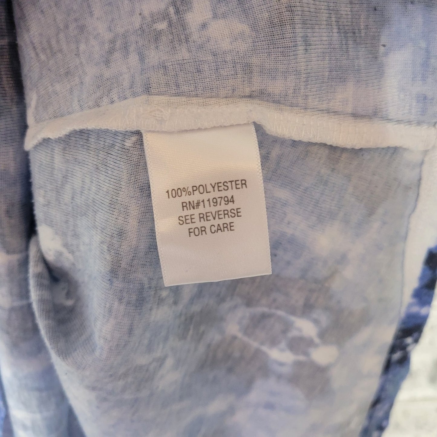 World Unity Womens Top 3X Plus Tee Blue Abstract Tie Dye Polyester Studded Comfy