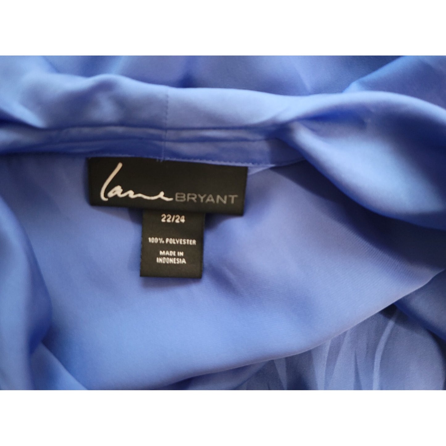 Lane Bryant Womens Top 22 24 Plus Sleeveless Draped Boat Neck Blue Polyester