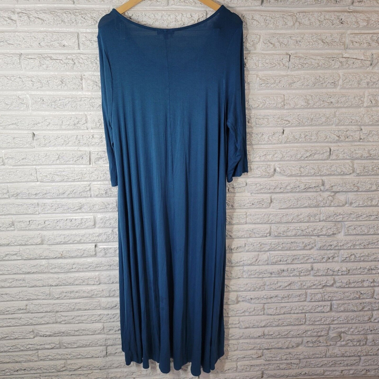 Lane Bryant Women Dress 18 20 Plus Midi 3/4 Sleeve Blue Comfy Casual Rayon Blend