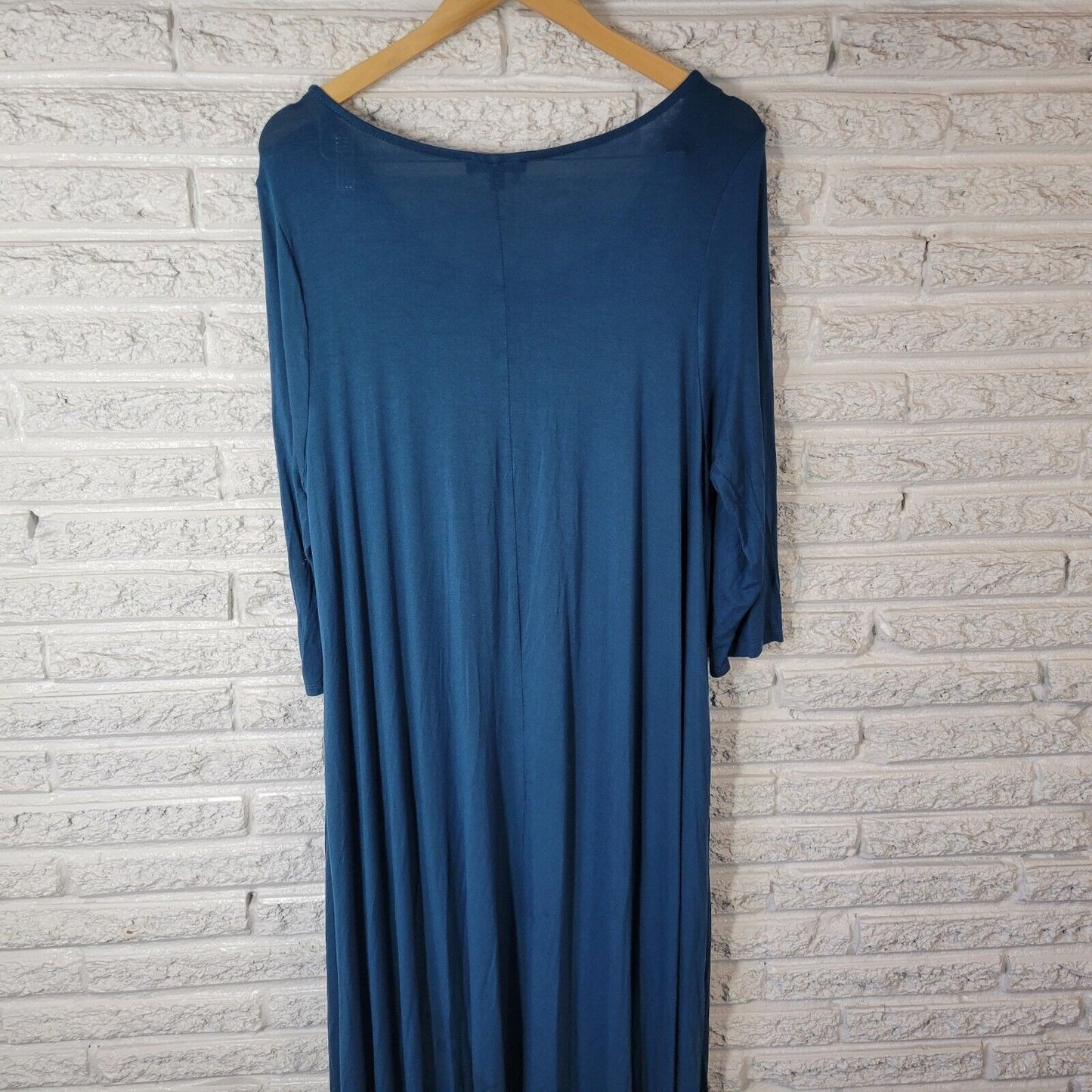 Lane Bryant Women Dress 18 20 Plus Midi 3/4 Sleeve Blue Comfy Casual Rayon Blend