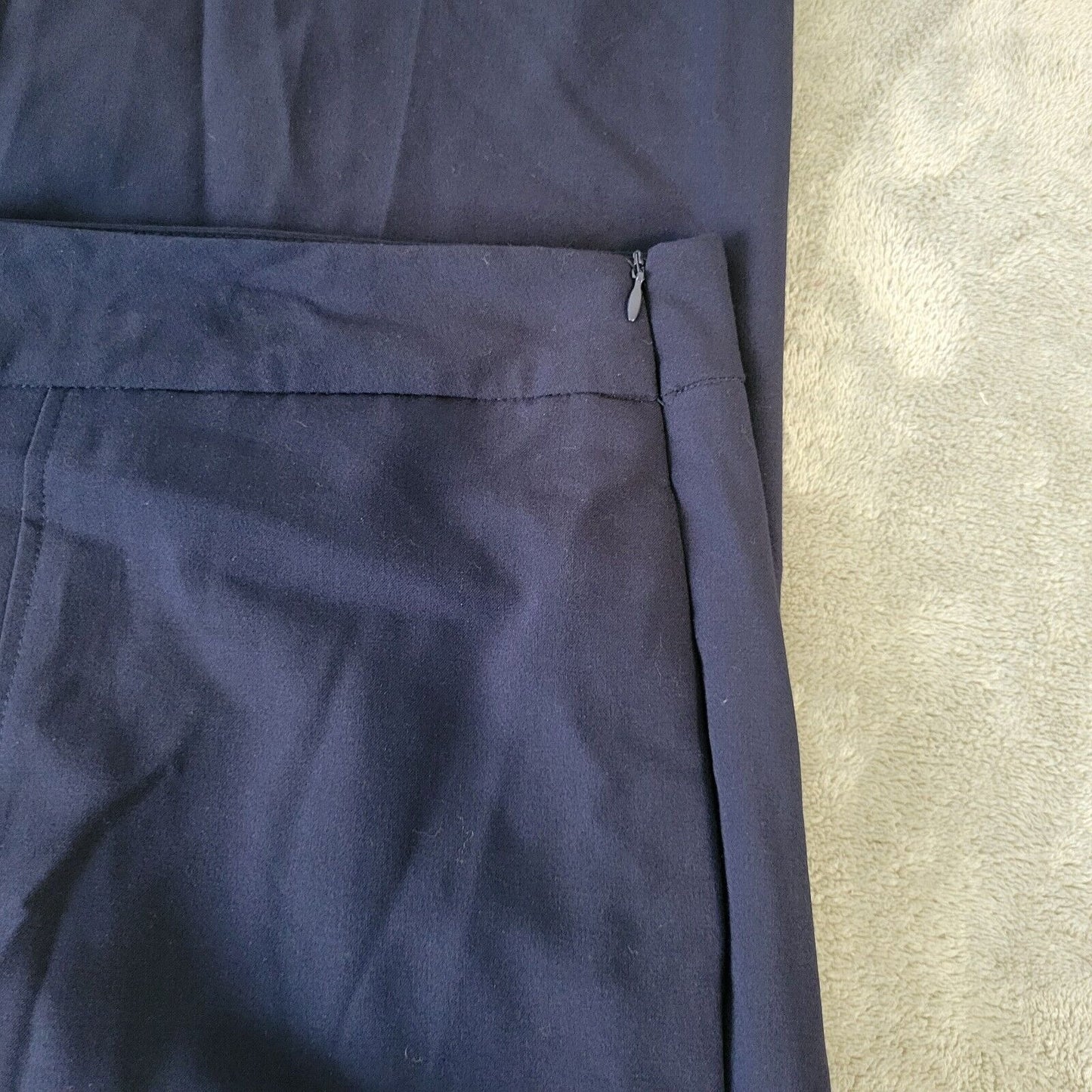 Basic Editions Womens Pants 3X Plus Side Zip Blue Poly Blend Comfy Office Casual