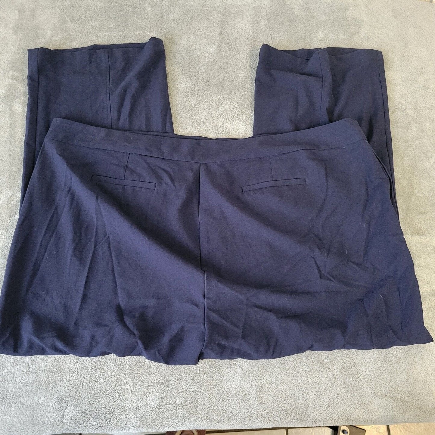 Basic Editions Womens Pants 3X Plus Side Zip Blue Poly Blend Comfy Office Casual