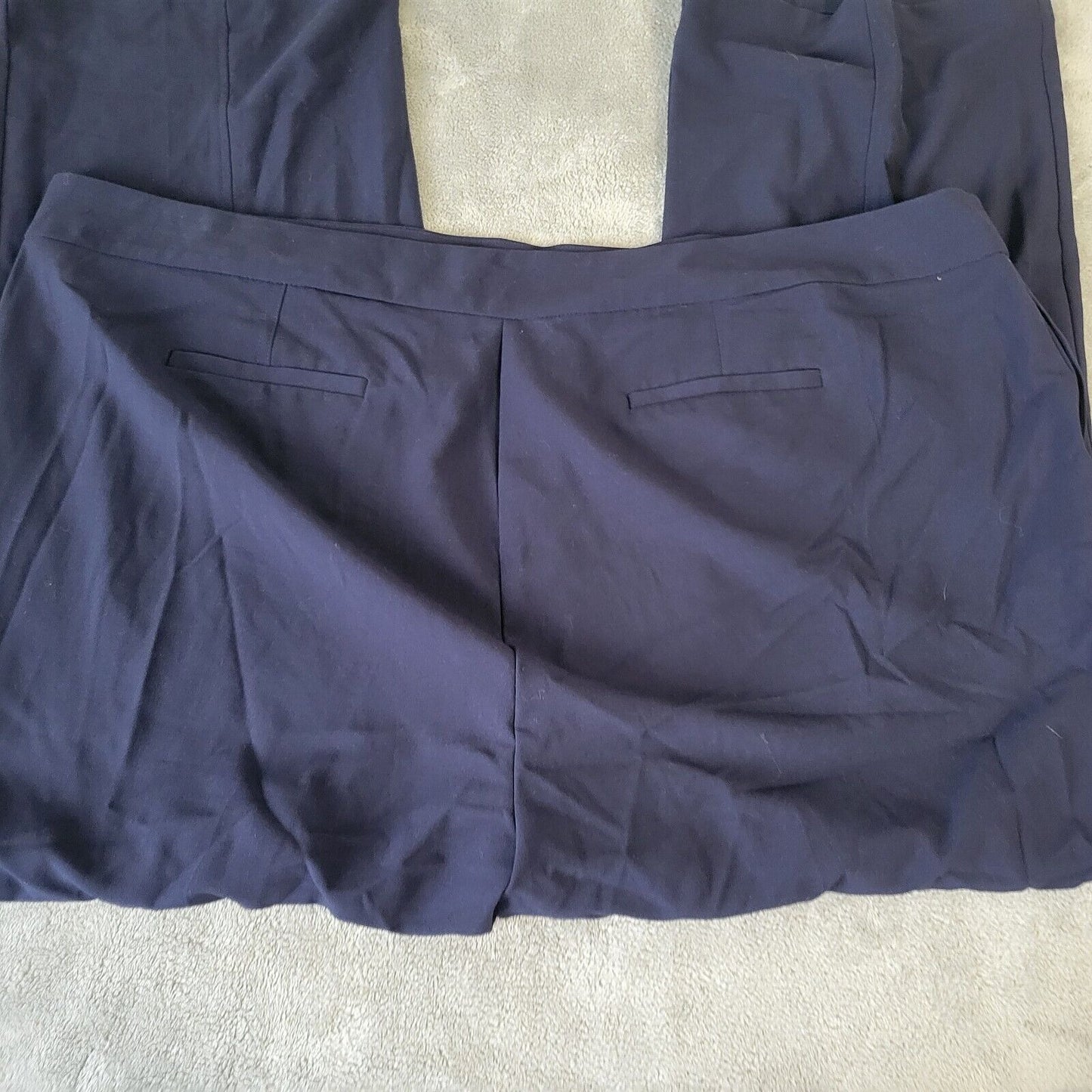 Basic Editions Womens Pants 3X Plus Side Zip Blue Poly Blend Comfy Office Casual