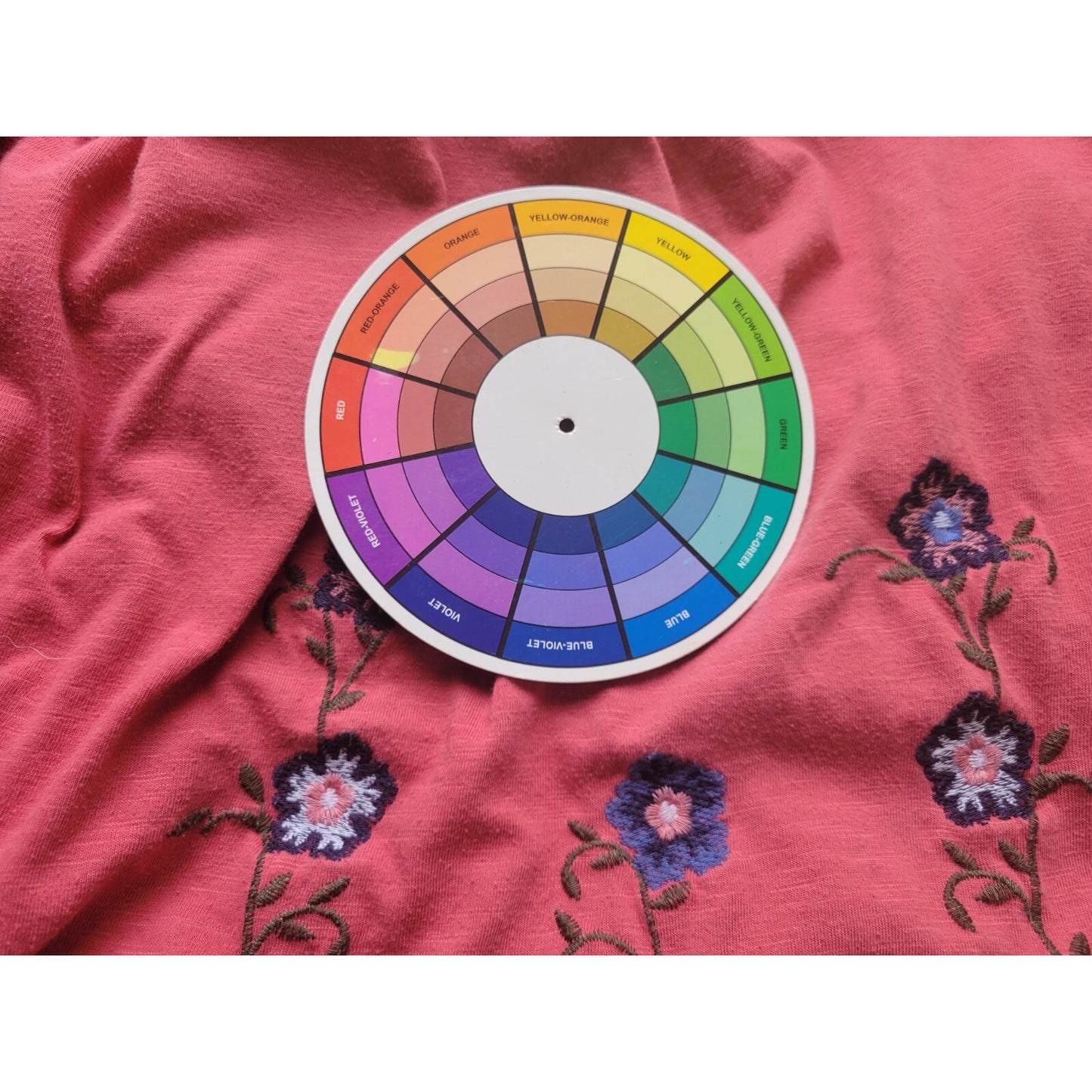 Architect Womens Top 2X Plus 3/4 On Off Shoulder Muted Red Floral Embroidery