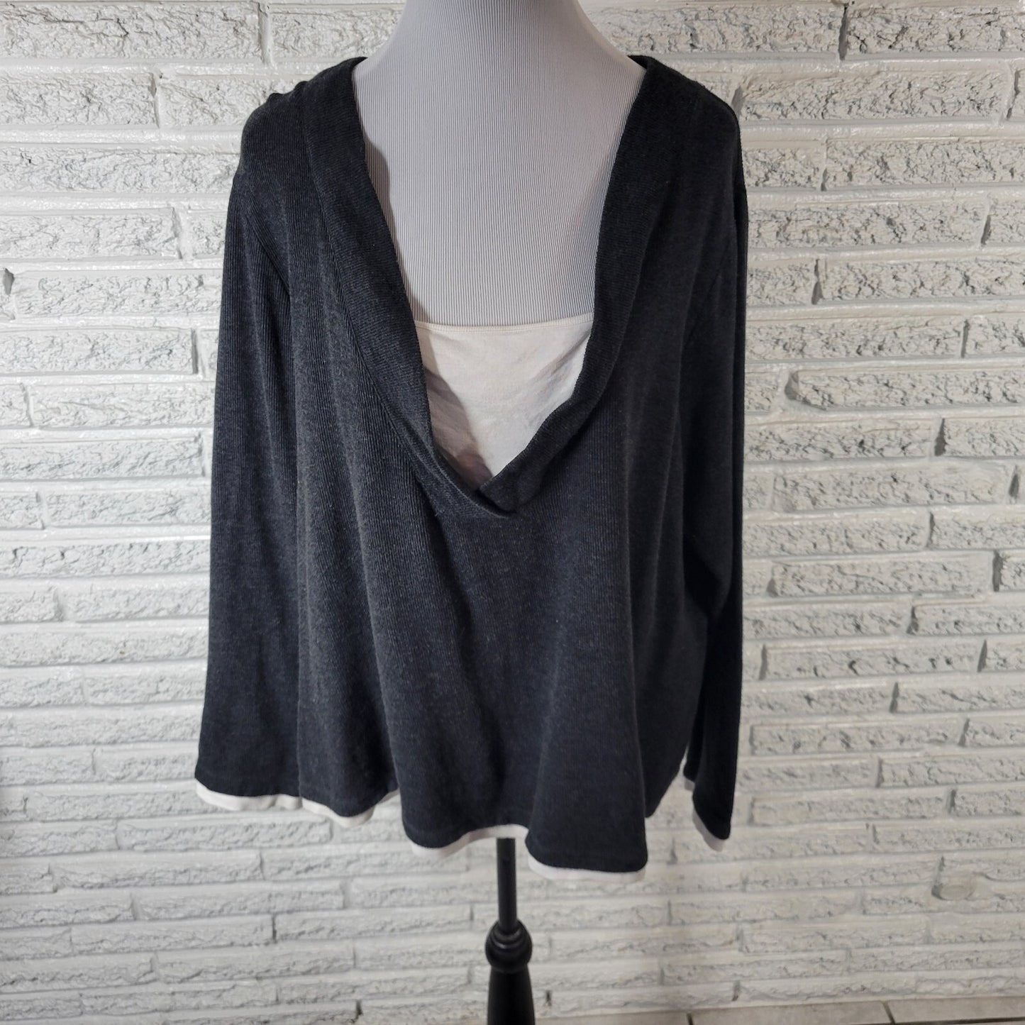 Croft Barrow Womens Sweater 2X Plus Long Sleeve Dark Gray Cotton Casual Comfy