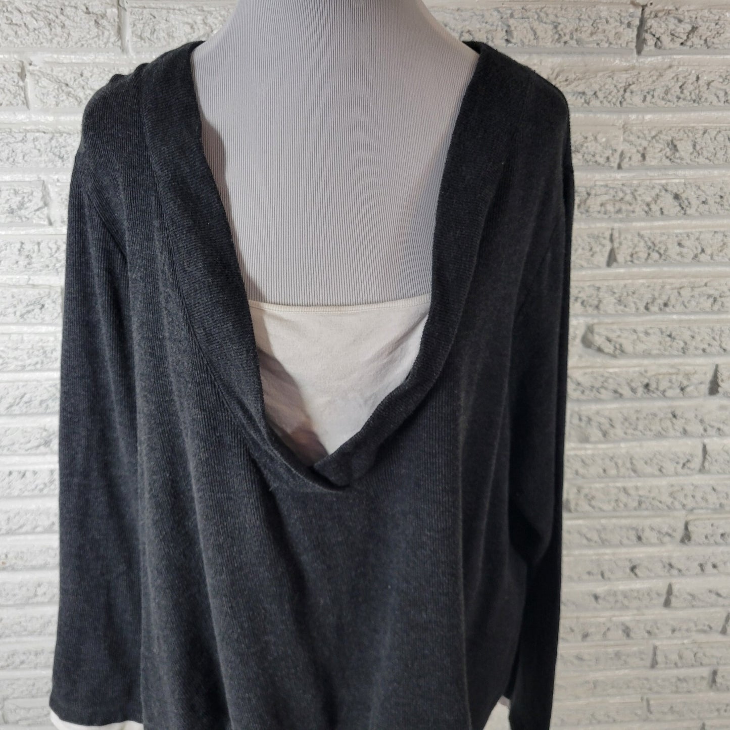 Croft Barrow Womens Sweater 2X Plus Long Sleeve Dark Gray Cotton Casual Comfy