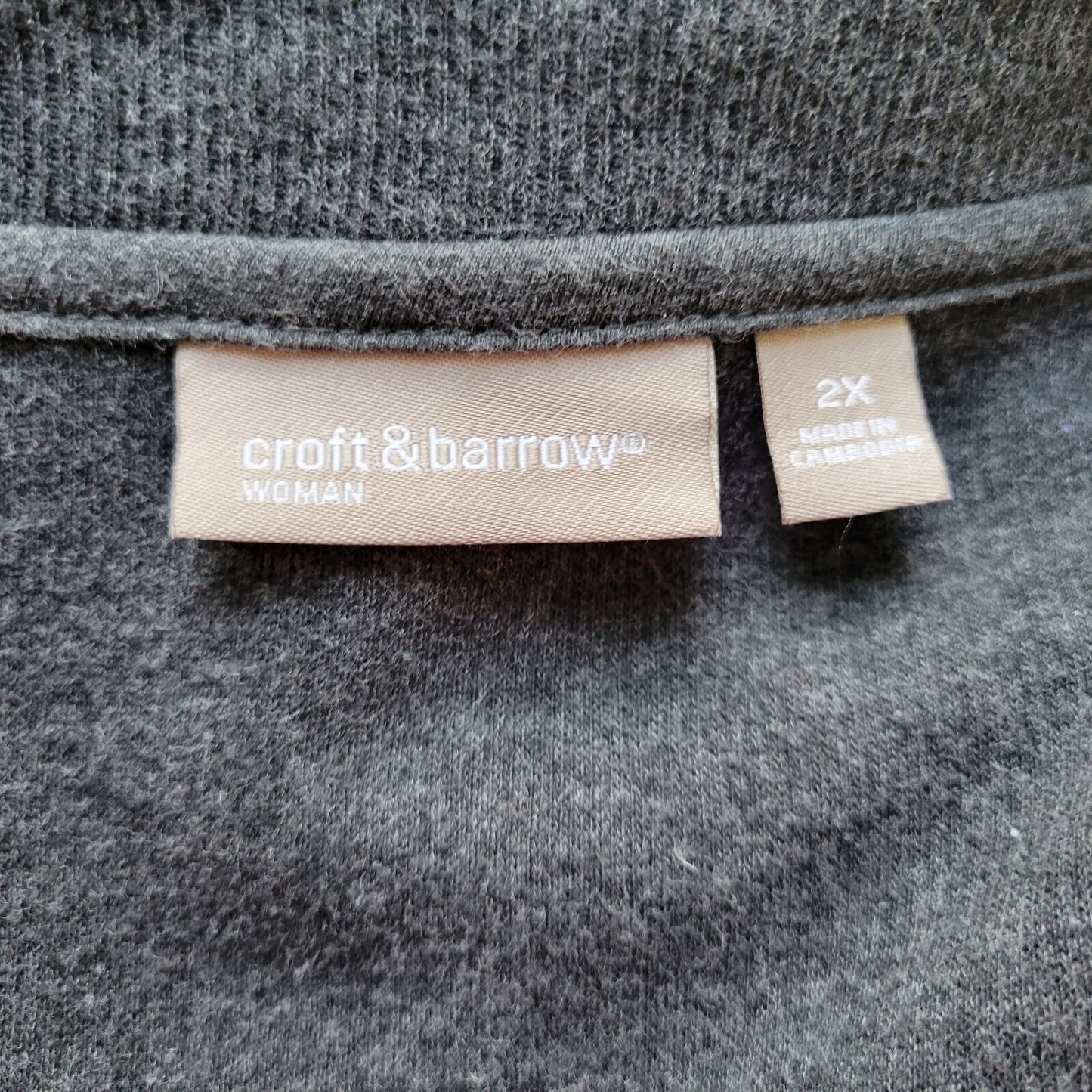 Croft Barrow Womens Sweater 2X Plus Long Sleeve Dark Gray Cotton Casual Comfy