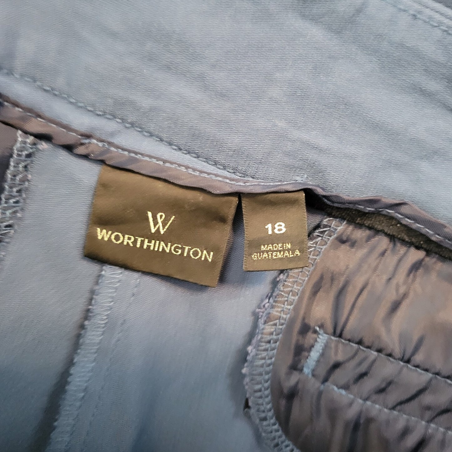 Worthington Womens Pants 18 Plus Straight Leg Cornflower Blue Office Zip Fly