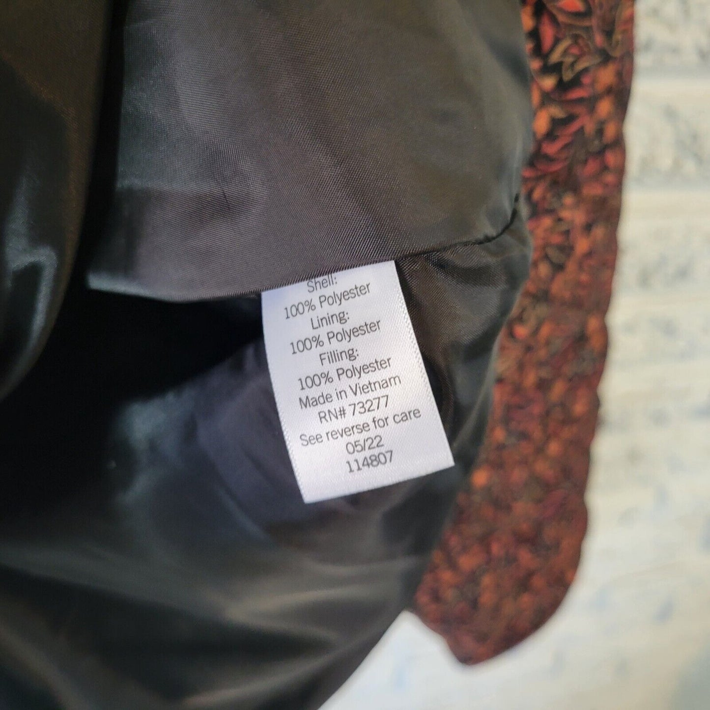 Croft Barrow Womens Jacket 3X Plus Quilted Orange Black Floral Pockets Lined