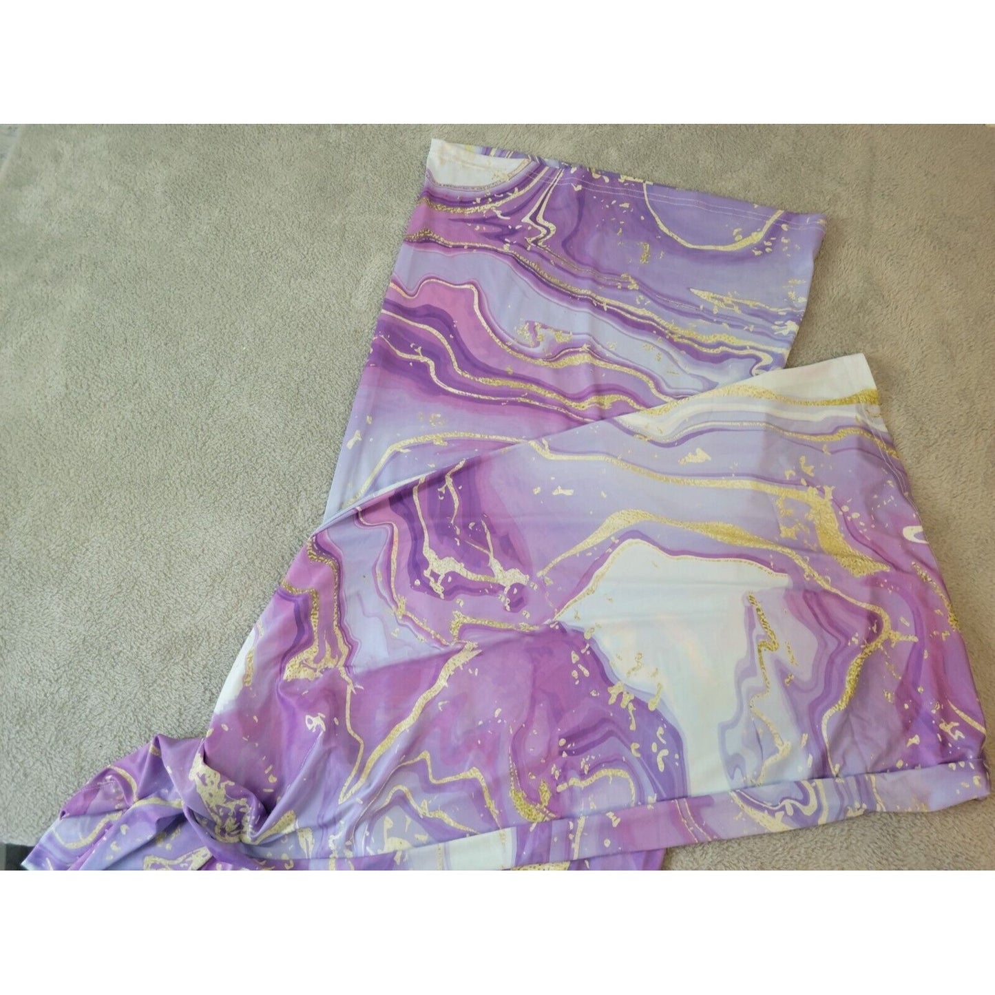 Bon Apple Tea Womens Pants 1X Plus Wide Leg Lounge Pull On Purple Watercolor