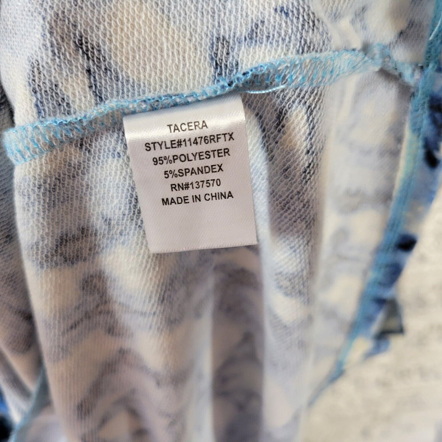 Tacera Women Dress 2X Blue Watercolor Drawstring Pockets Poly Blend Casual Comfy