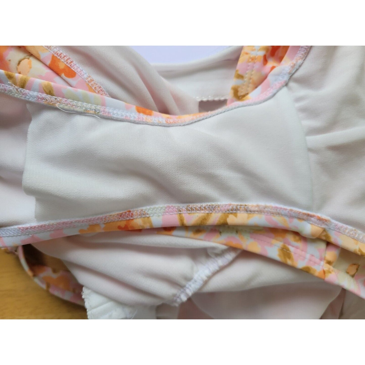 Kona Sol Womens Swimsuit 18W One Piece Orange Floral Bra Ruched Adjustable Strap