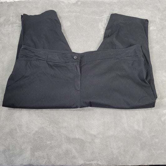 Avenue Womens Pants 28 Plus Capri Black Elastic Waist Pockets Casual Comfy