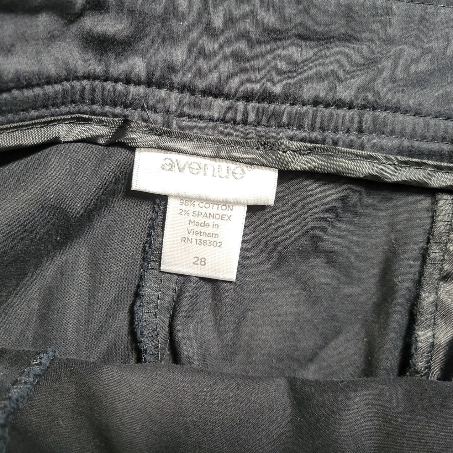 Avenue Womens Pants 28 Plus Capri Black Elastic Waist Pockets Casual Comfy