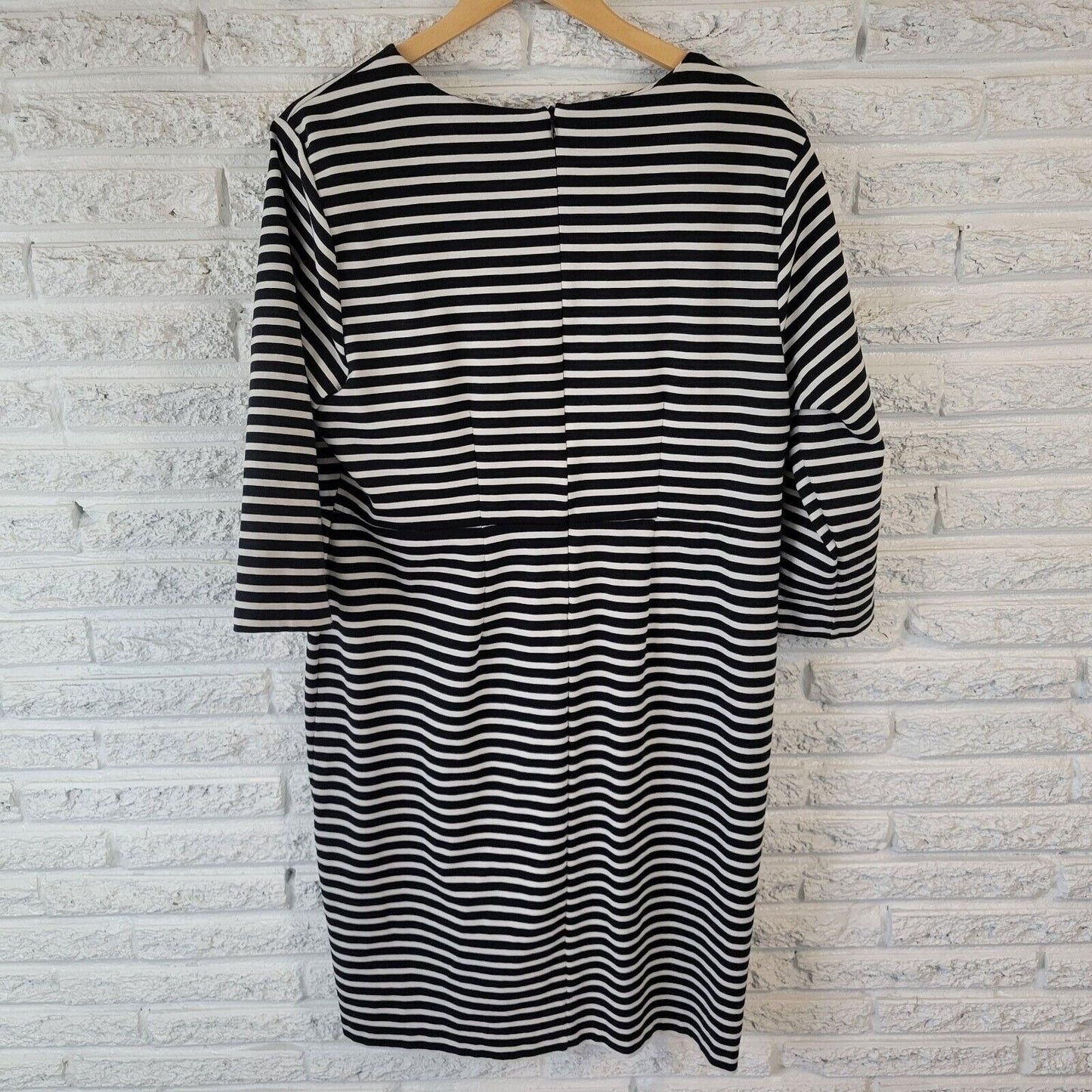 Old Navy Womens Dress 2X Plus 3/4 Sleeve Black White Stripe Cotton Blend Zip Up