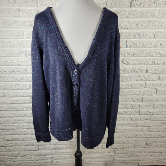 CJ Banks Womens Sweater 2X Plus Cardigan Blue Office Casual Cotton Blend