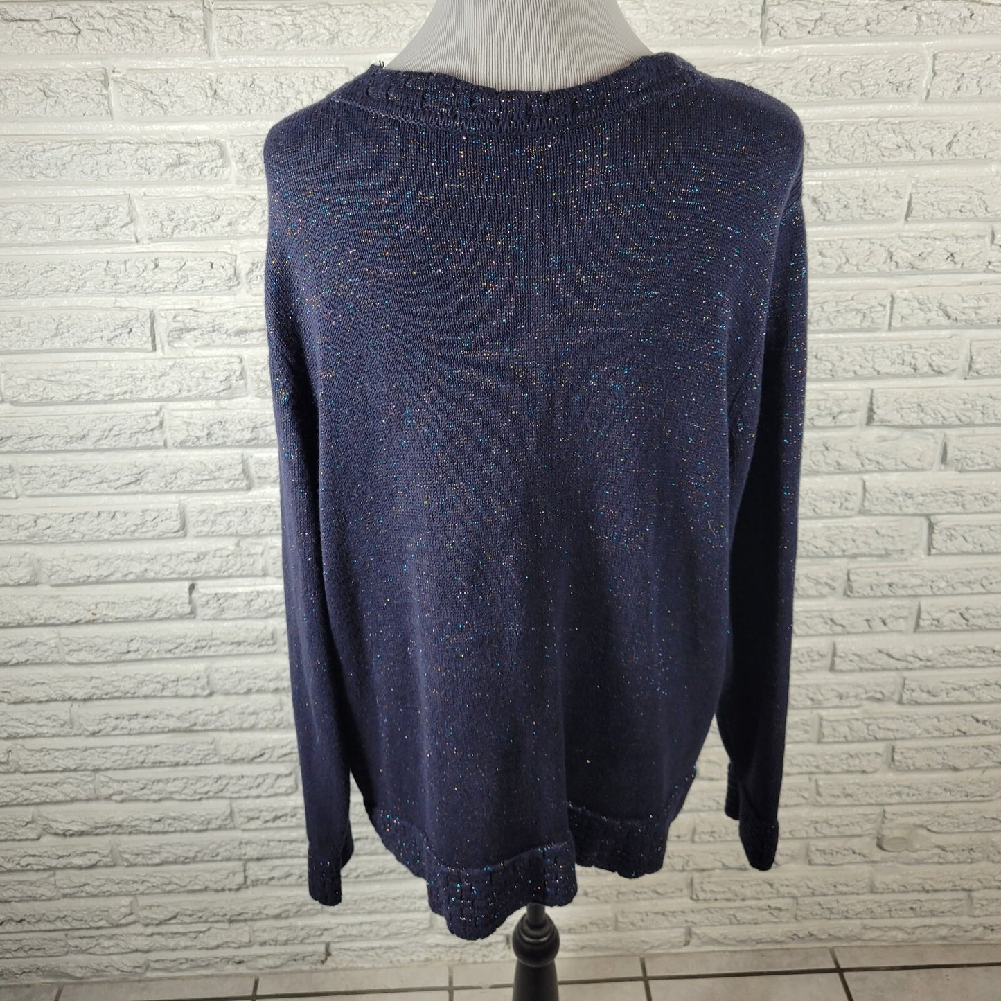 CJ Banks Womens Sweater 2X Plus Cardigan Blue Office Casual Cotton Blend