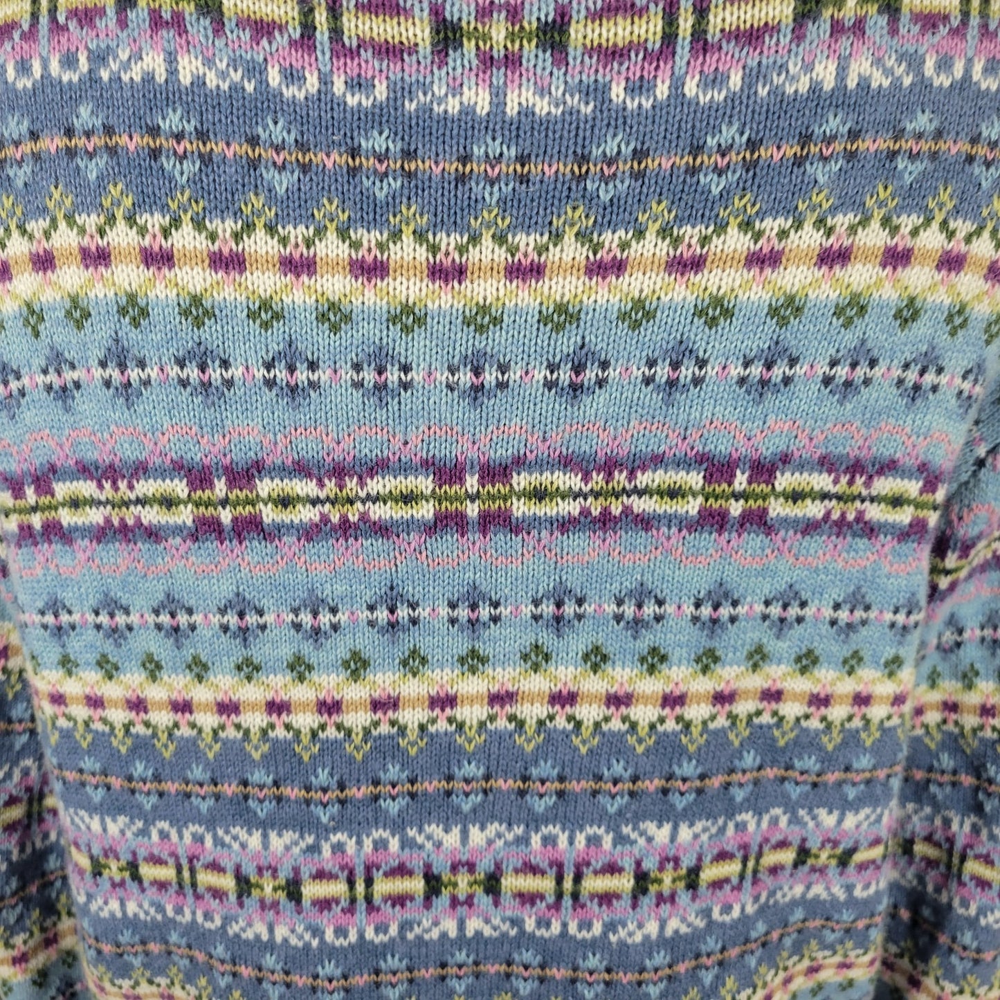 Tiara International Womens Sweaater XL Cardigan Blue Geometric Pockets Casual