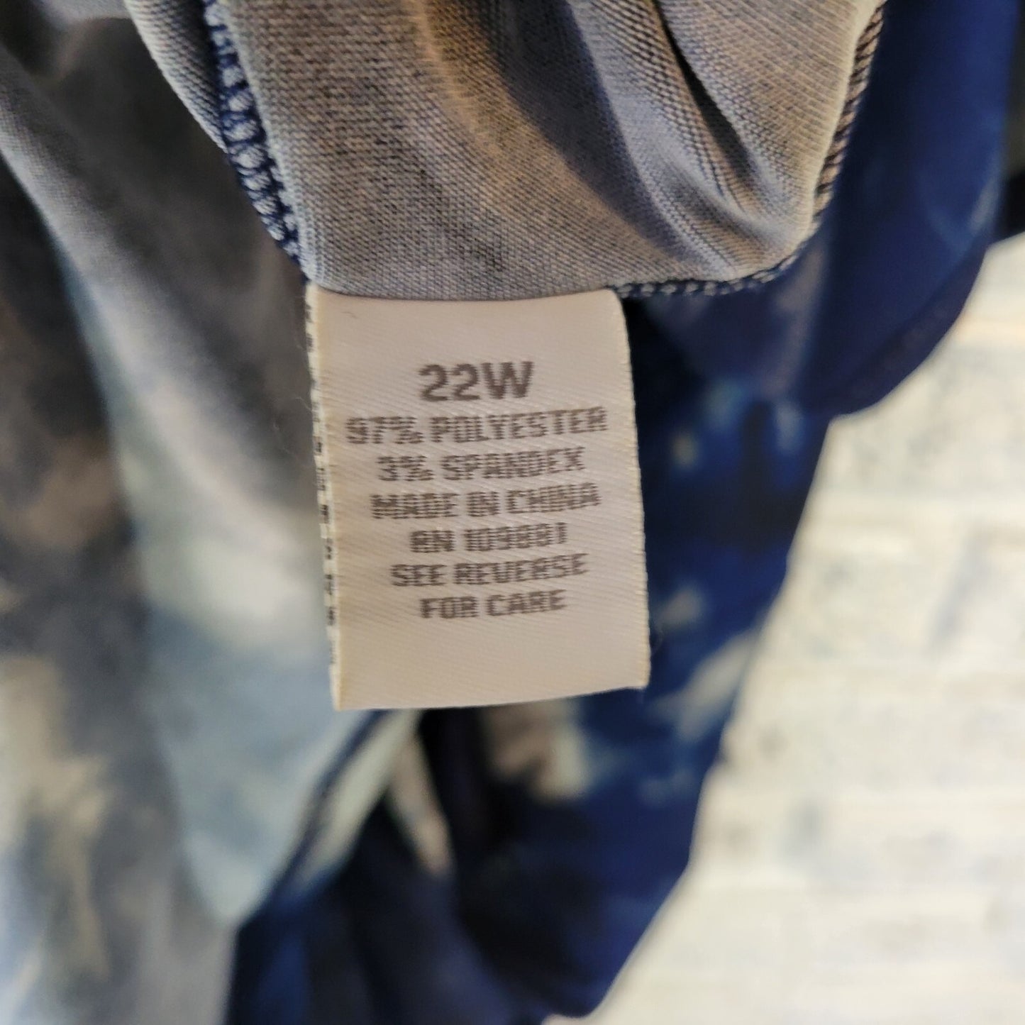 Dress Barn Womens Dress 22W Short Sleeve Blue Tie Dye Side Zip Poly Blend Sash