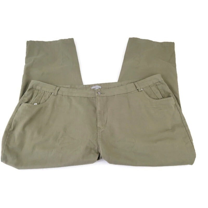 Jessica London Womens Jeans 34W Plus Straight Leg Green Denim Cotton Zip New