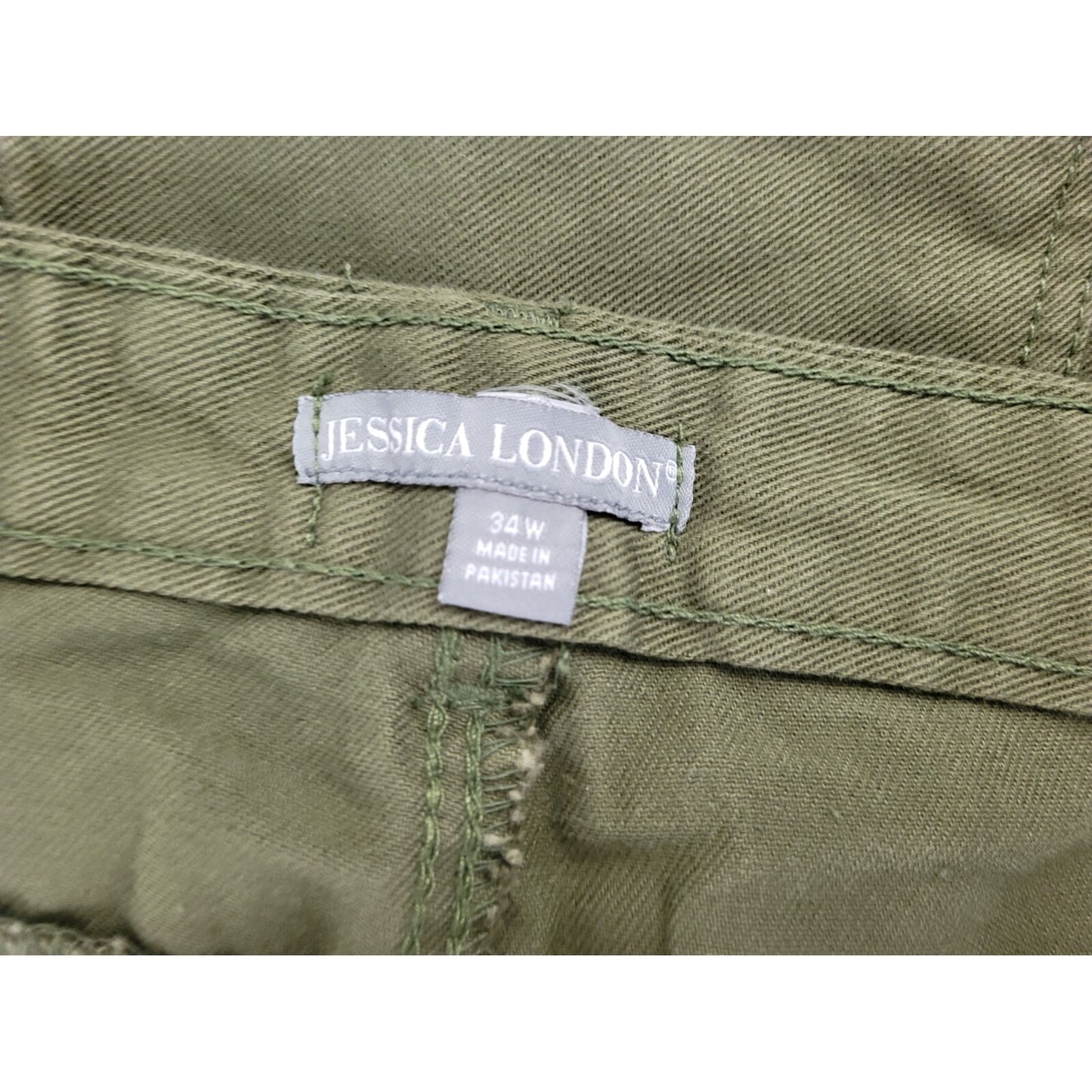 Jessica London Womens Jeans 34W Plus Straight Leg Green Denim Cotton Zip New