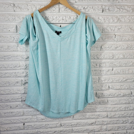 Ana Womens Top Extra Large Tee Blue Cold Shoulder Dolman Sleeve Casual Comfy