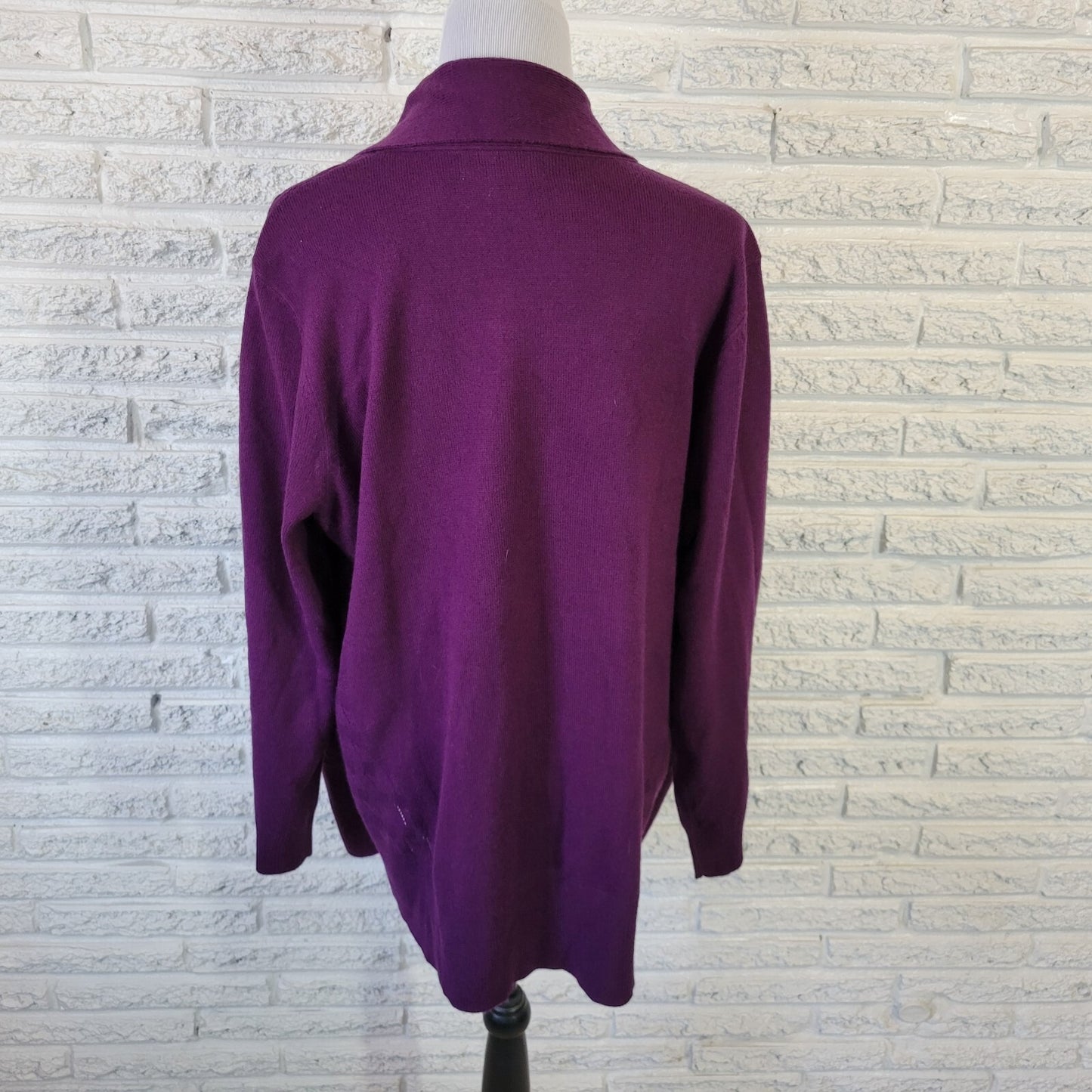 Sag Harbor Womens Sweater 1X Plus Long Sleeve Purple Rhinestones Casual Office