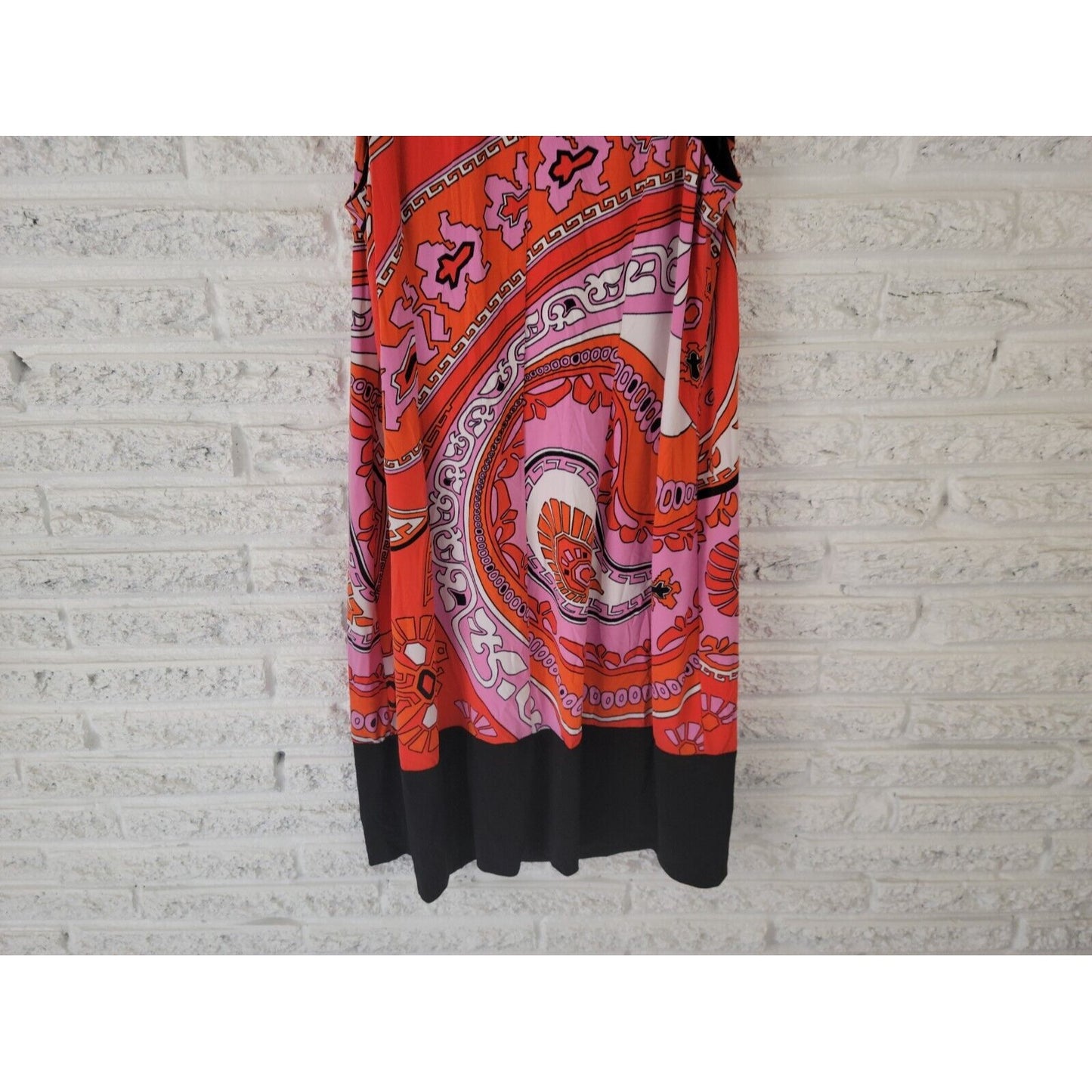 Signature Robbie Bee Women Dress 1X Tank Mini Sleeveless Studded Red Geometric