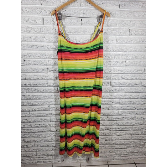 Rouge Women Dress 3X Plus Slip Midi Fluorescent Red Adjustable Spaghetti Strap