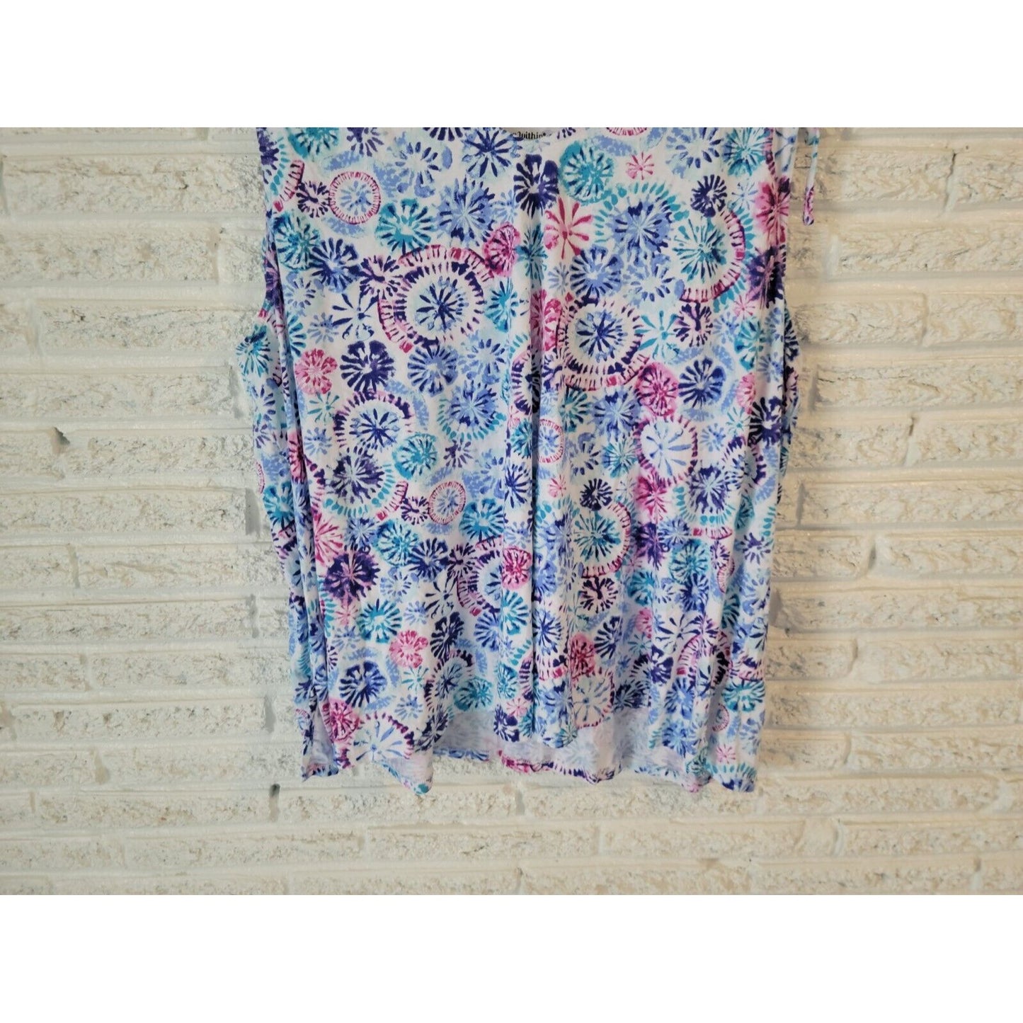 Woman Within Womens Top 4X Plus Sleeveless Comfy Casual Blue Tie Dye