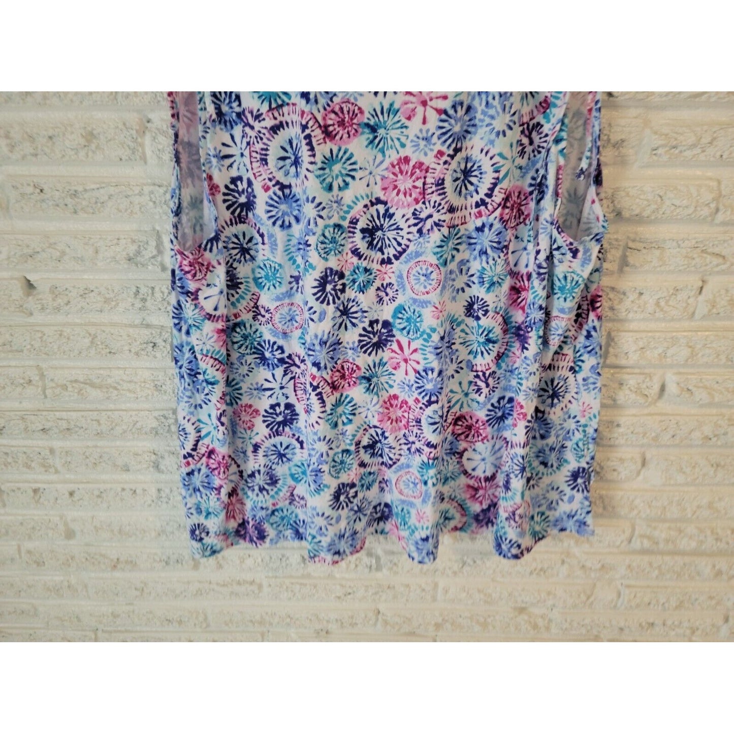 Woman Within Womens Top 4X Plus Sleeveless Comfy Casual Blue Tie Dye