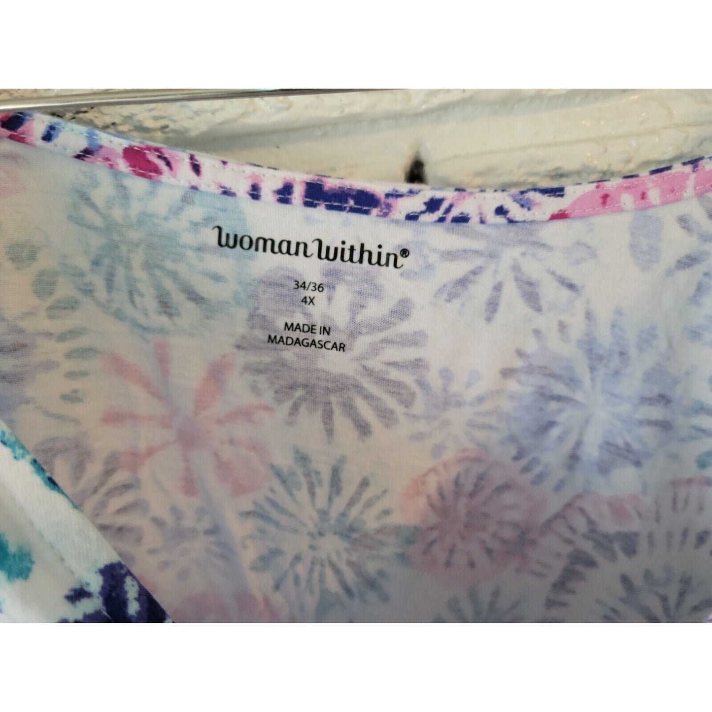 Woman Within Womens Top 4X Plus Sleeveless Comfy Casual Blue Tie Dye