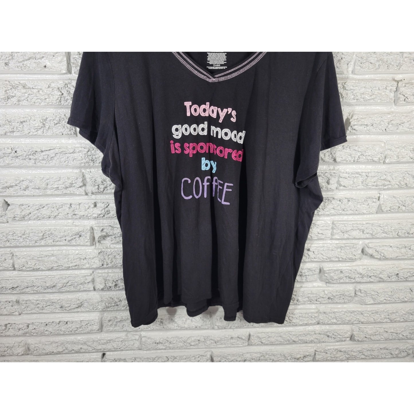 Secret Treasures Womens Top 3X 22W 24W Plus Pajama Sponsored Coffee Black Lounge