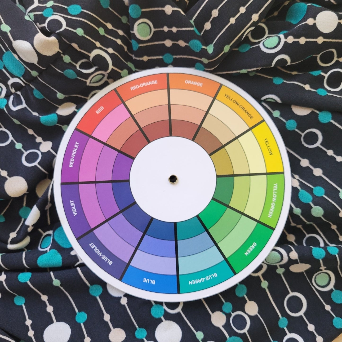 Bay Studio Womens Top 2X Plus Black Blue Geometric Circles Office Casual Comfy