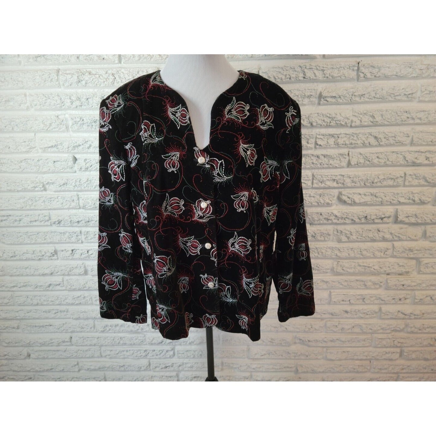 Vintage Holiday Maggie McNaughton Womens Jacket 22W Plus Blazer Velvet Embroider