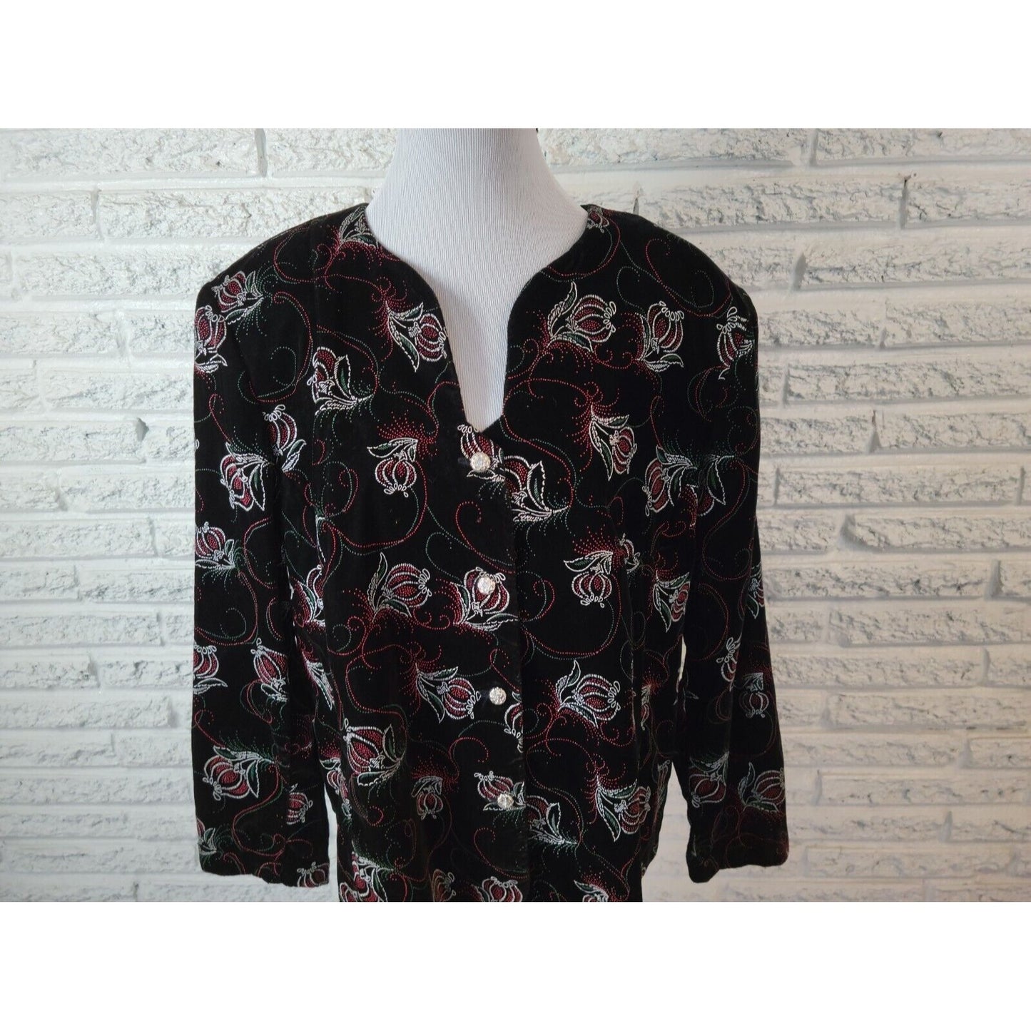 Vintage Holiday Maggie McNaughton Womens Jacket 22W Plus Blazer Velvet Embroider