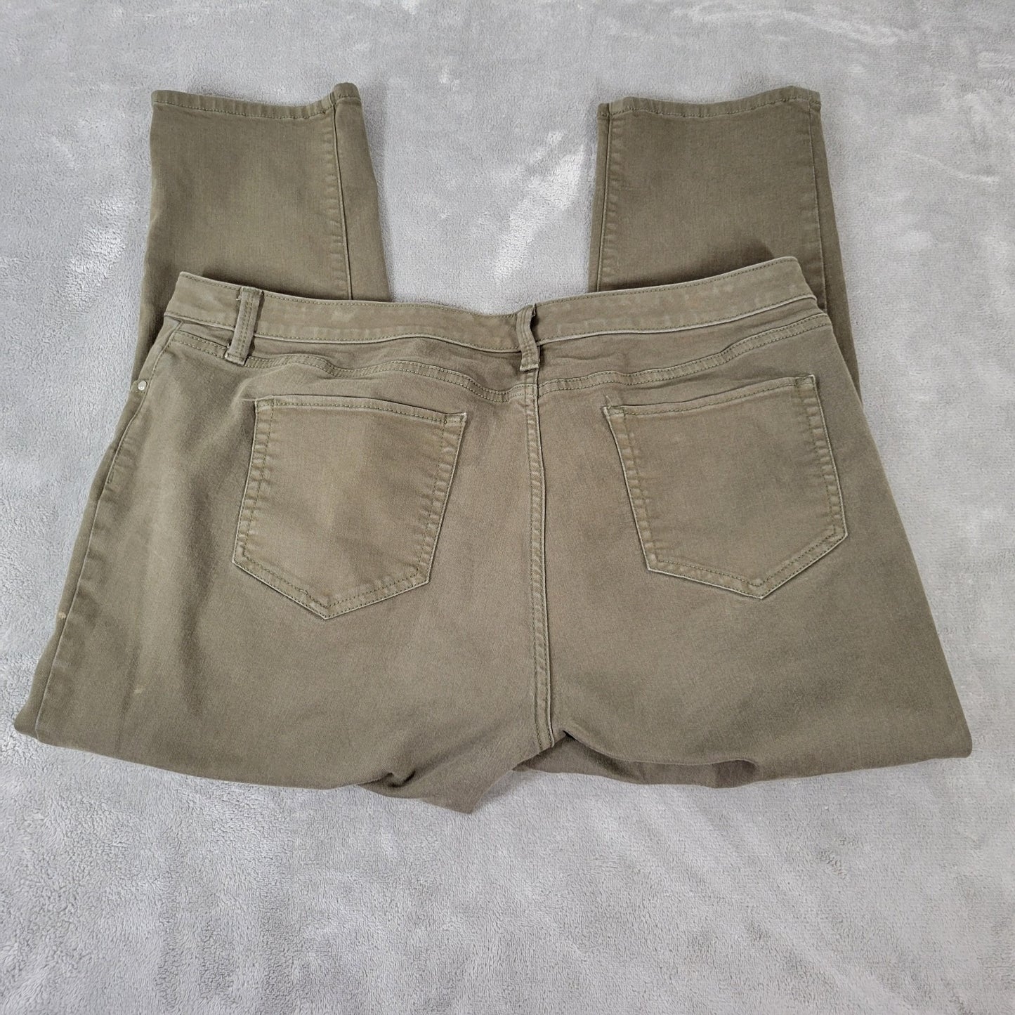 Ana Womens Jeans 18 Plus Skinny Ankle Cropped Green Denim Zip Fly Comfy Stretchy