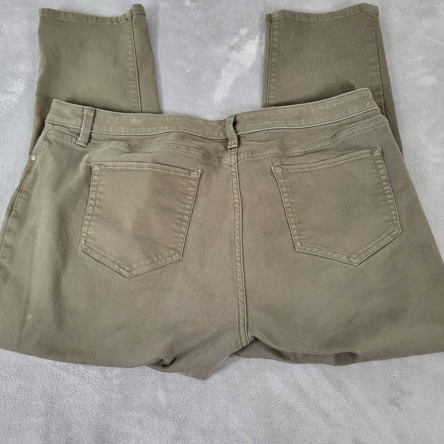 Ana Womens Jeans 18 Plus Skinny Ankle Cropped Green Denim Zip Fly Comfy Stretchy