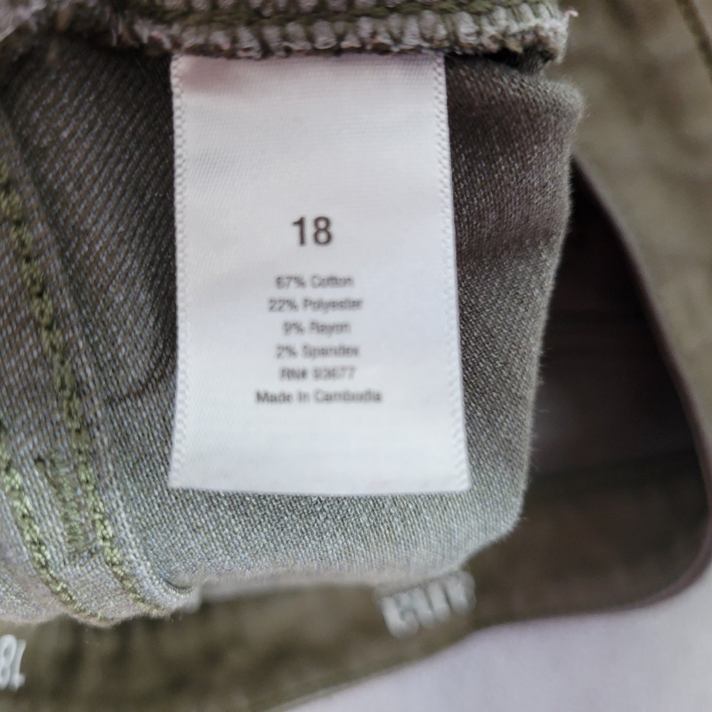 Ana Womens Jeans 18 Plus Skinny Ankle Cropped Green Denim Zip Fly Comfy Stretchy