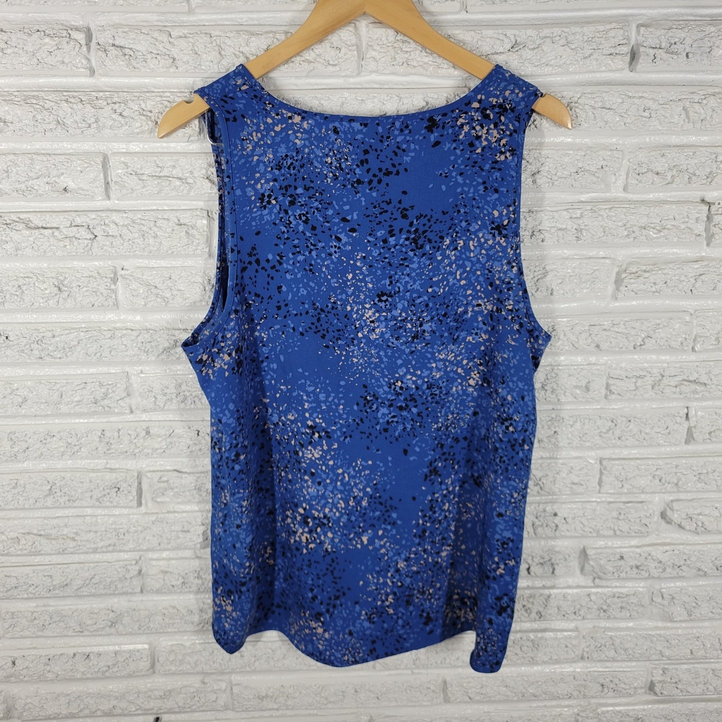 Madison Grey Womens Top XL Tank Blue Paint Splatter Polyester Lightweight Office