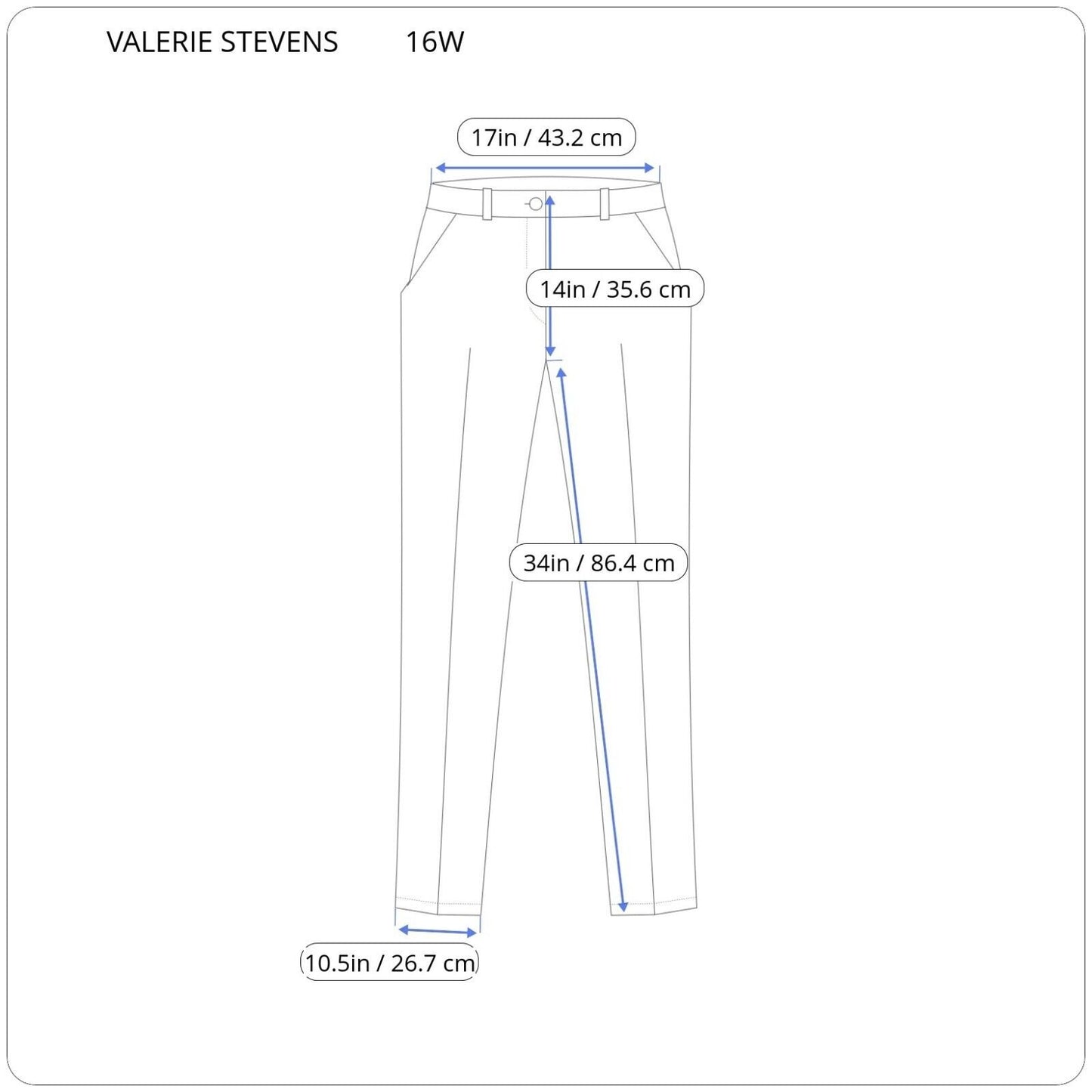 Valerie Stevens Womens Pants 16W Plus Dress Blue Slimming Stripe Comfort Waist