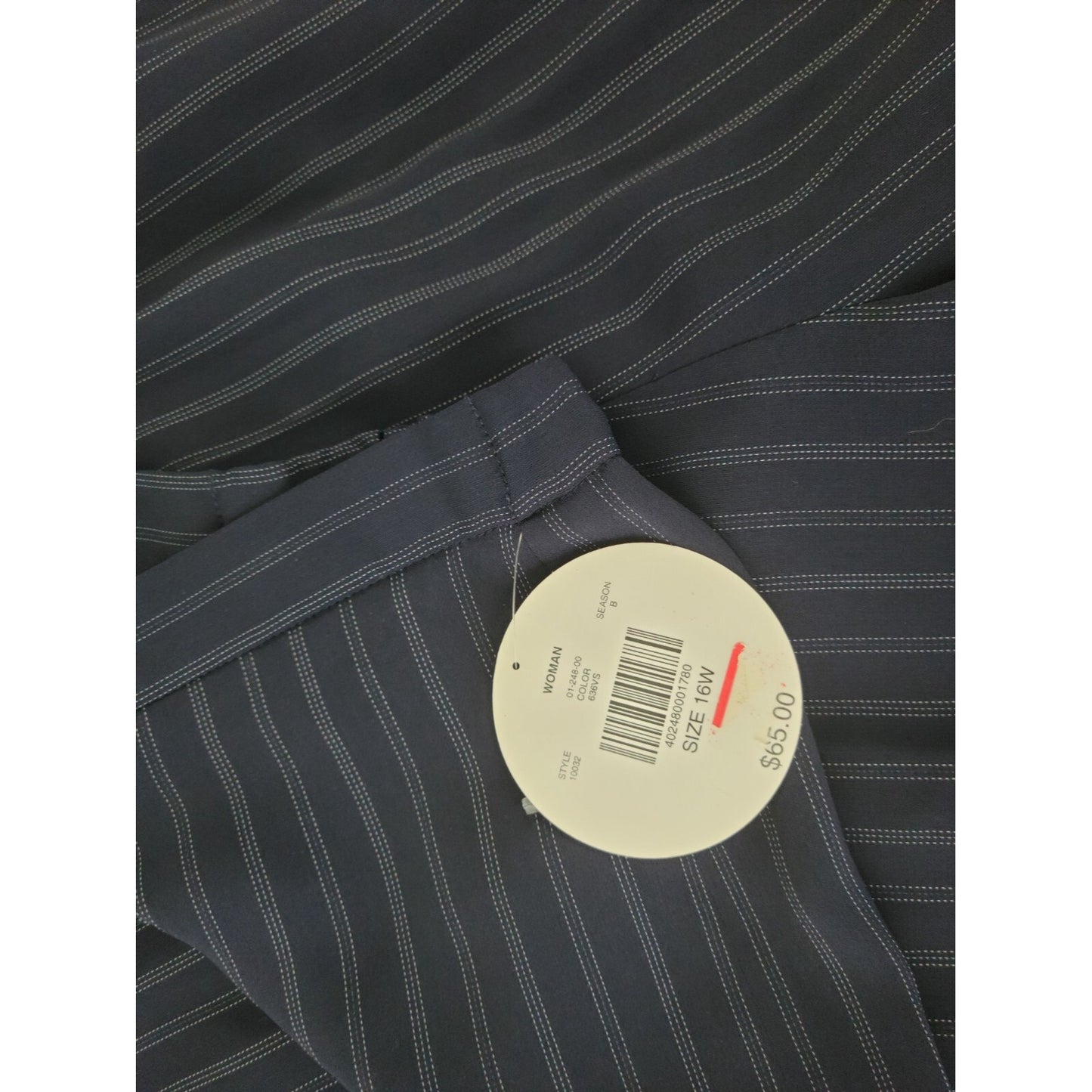 Valerie Stevens Womens Pants 16W Plus Dress Blue Slimming Stripe Comfort Waist